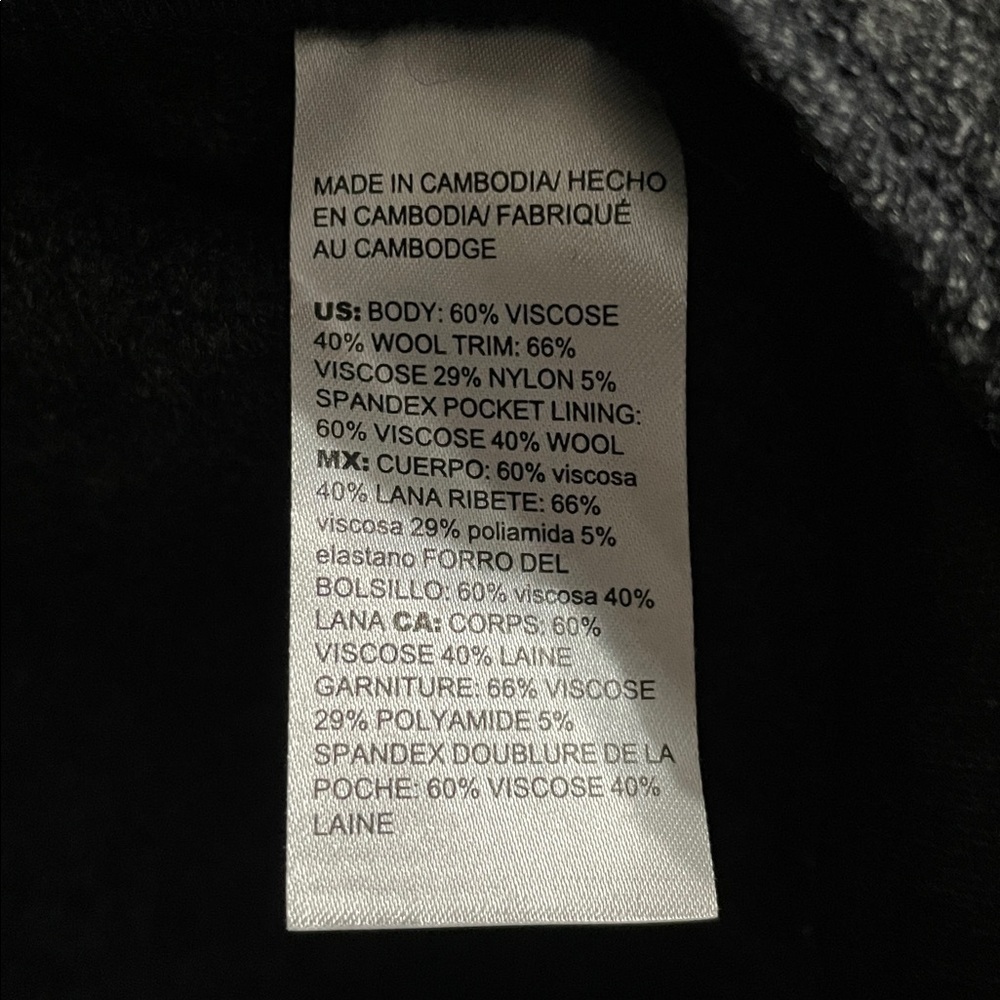 CHICOS Gray Boiled Wool Blend Knit Zip Front Moto Biker Jacket Coat Size Medium - Picture 11 of 15